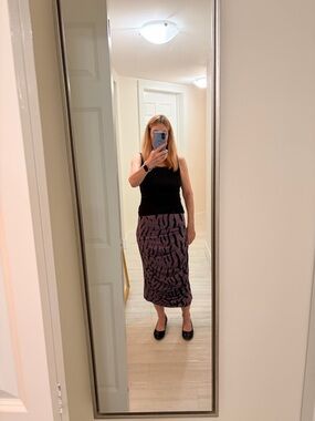 MxM Matthildur Midi Pencil Skirt in Plum Zebra Print